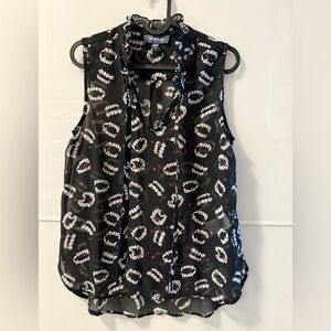Modcloth Halloween Vampire Black and White Patterned Blouse